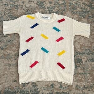 Vintage Messages sweater shirt retro 80s 90s abstract rectangles multicolor sz L